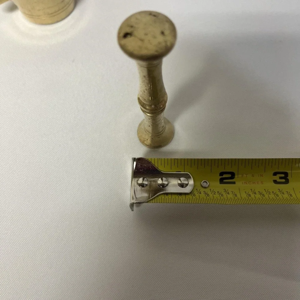 Vintage Heavy Solid Brass Mortar & Pestle Pharmaceutical Apothecary Appx 2.5